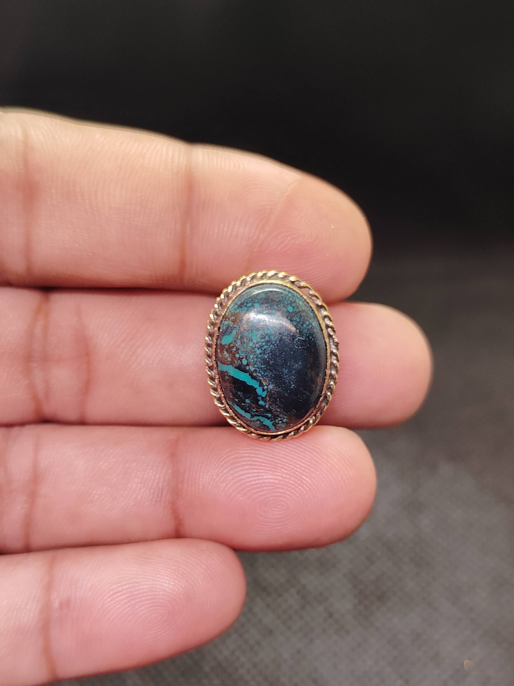 20mm Tibetan Turquoise Grooved Stone