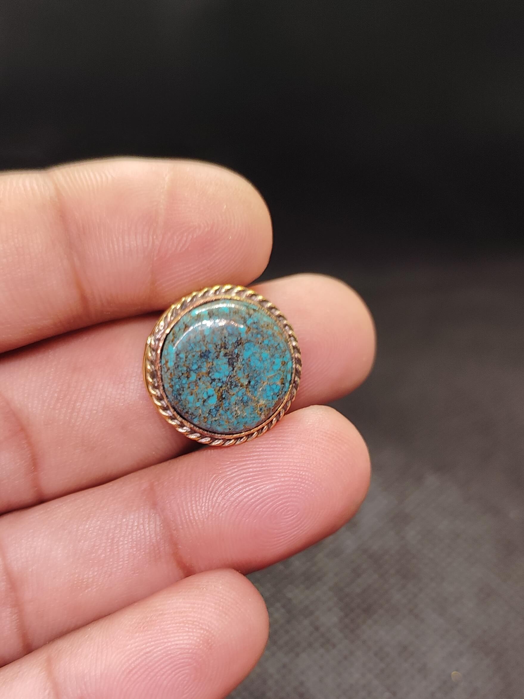 18mm Tibetan Turquoise Grooved Stone - Image 2