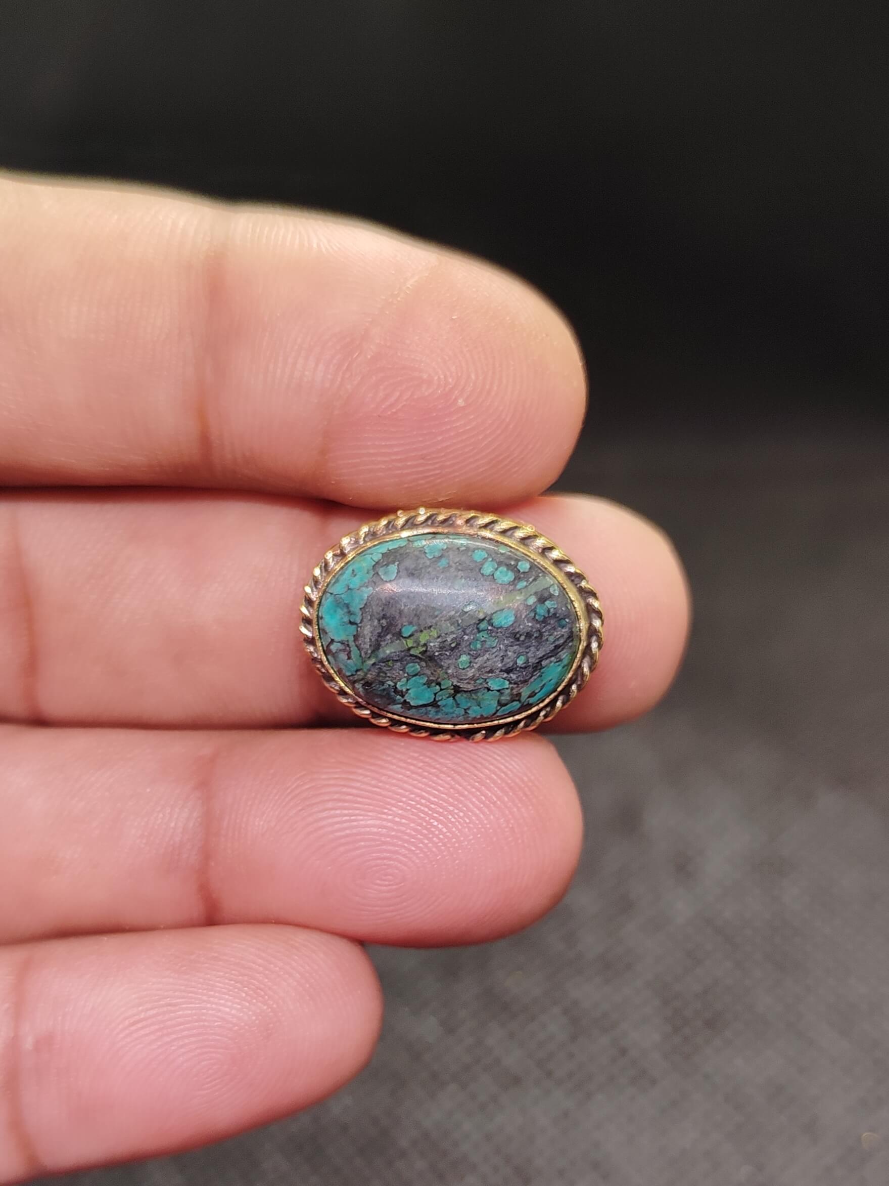 20mm Tibetan Turquoise Grooved Stone - Image 2