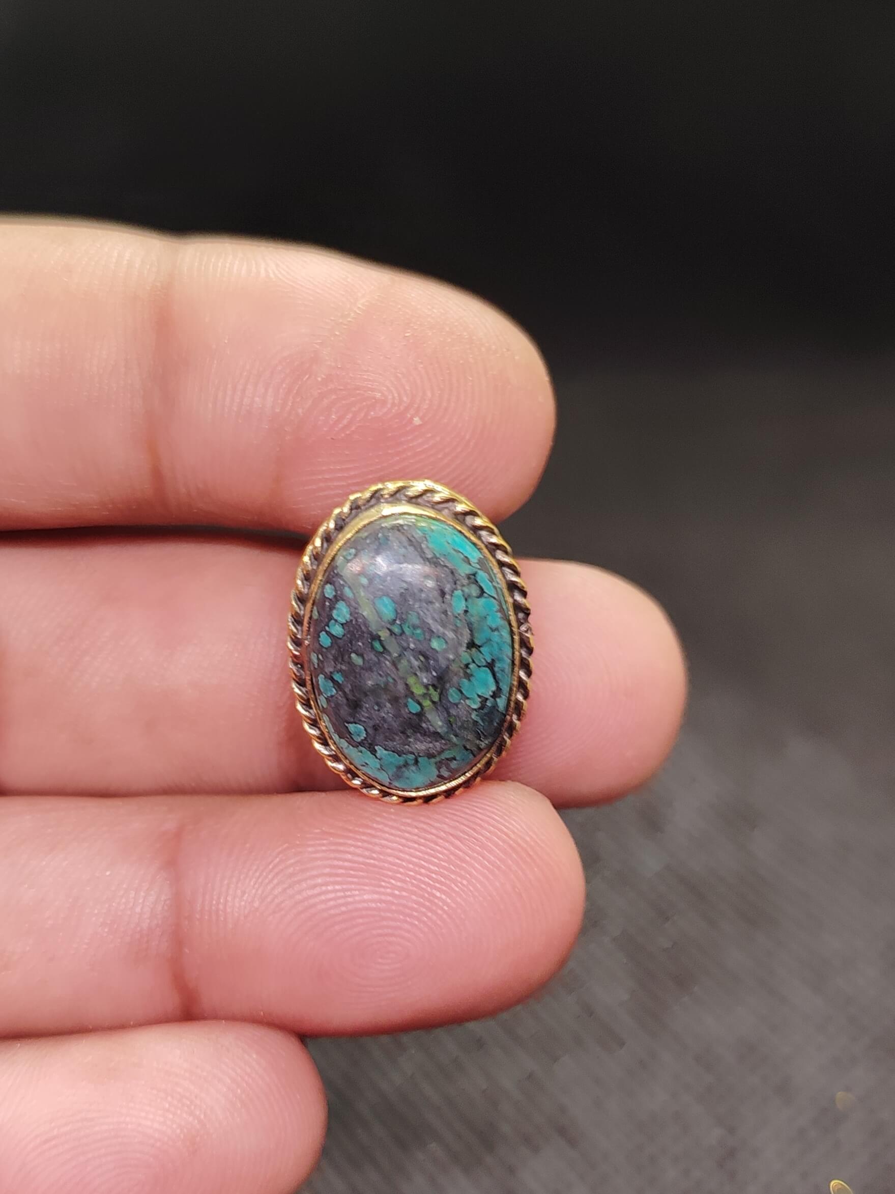 20mm Tibetan Turquoise Grooved Stone