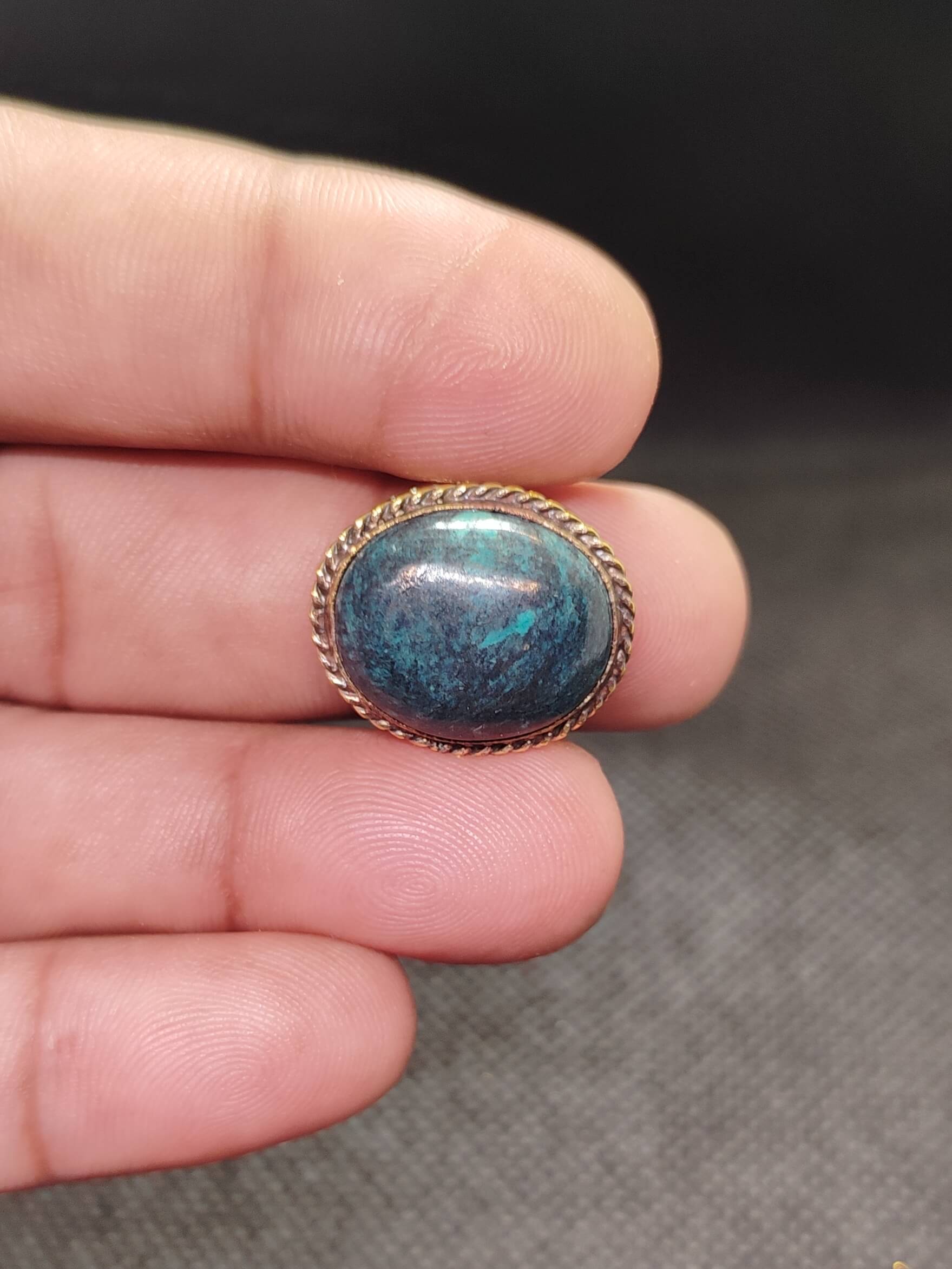 20mm Tibetan Turquoise Grooved Stone - Image 2