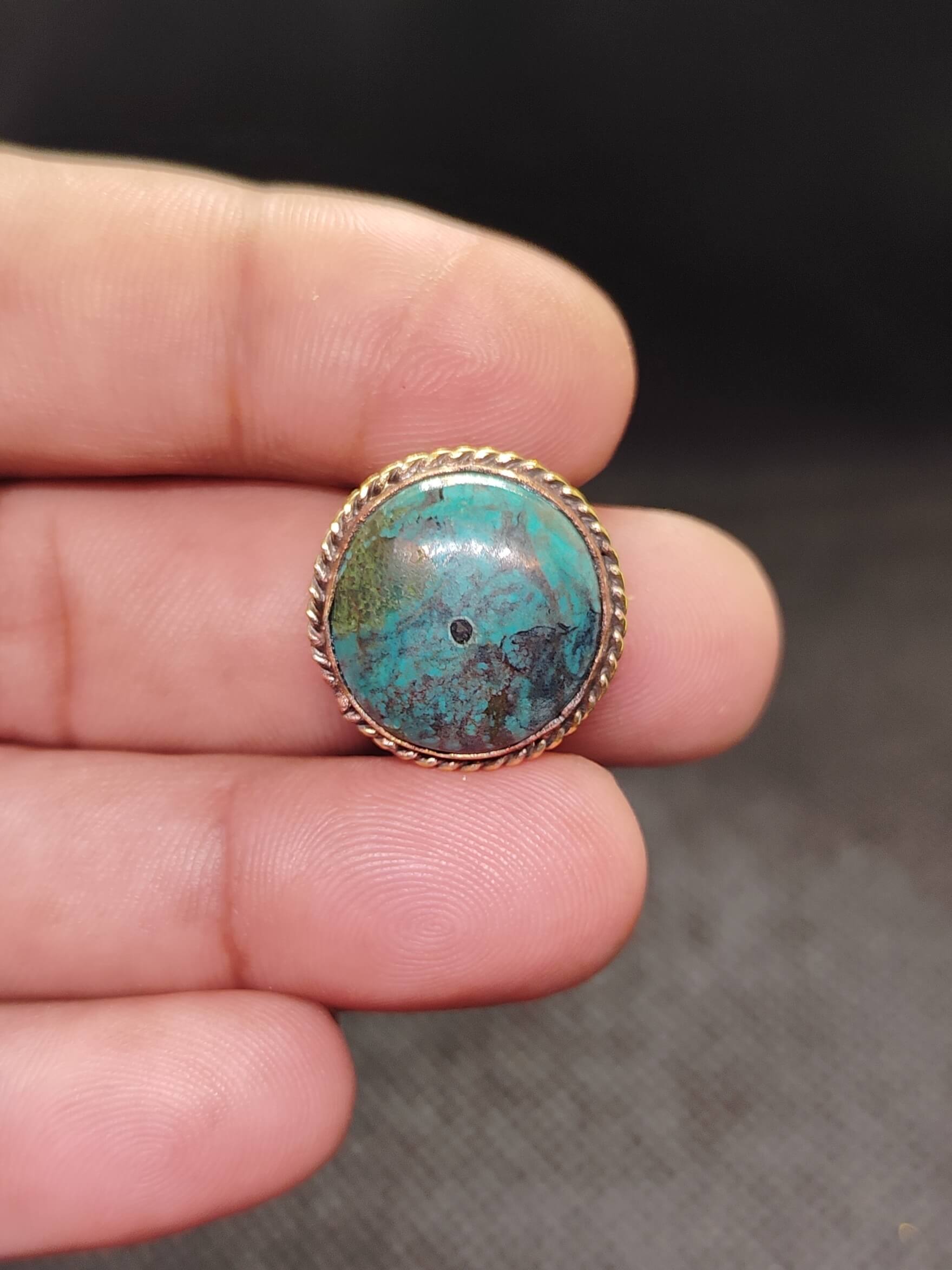 19mm Tibetan Turquoise Grooved Stone