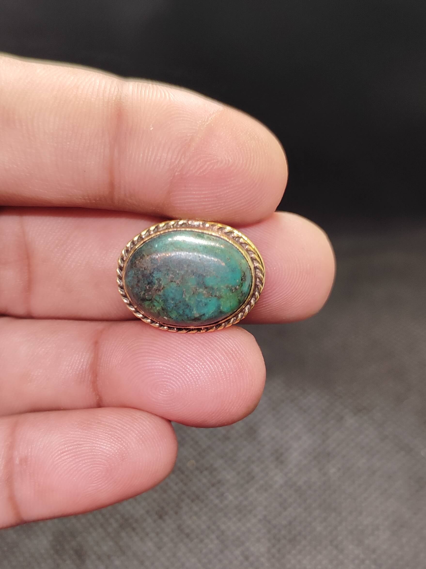 21mm Tibetan Turquoise Grooved Stone - Image 2