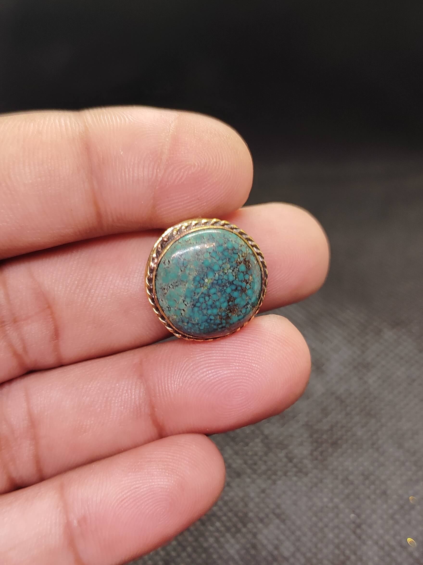 18mm Tibetan Turquoise Grooved Stone - Image 2