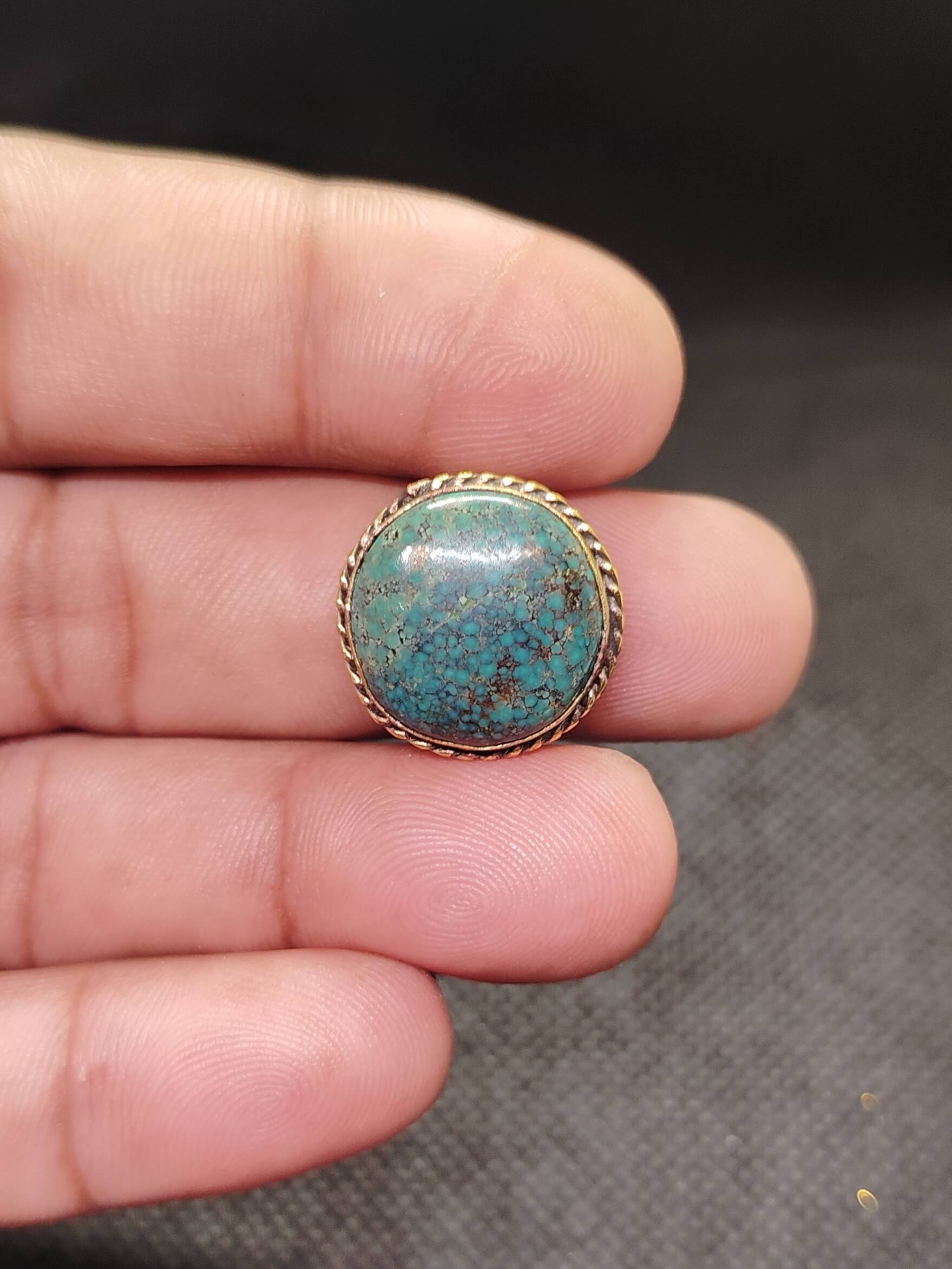 18mm Tibetan Turquoise Grooved Stone