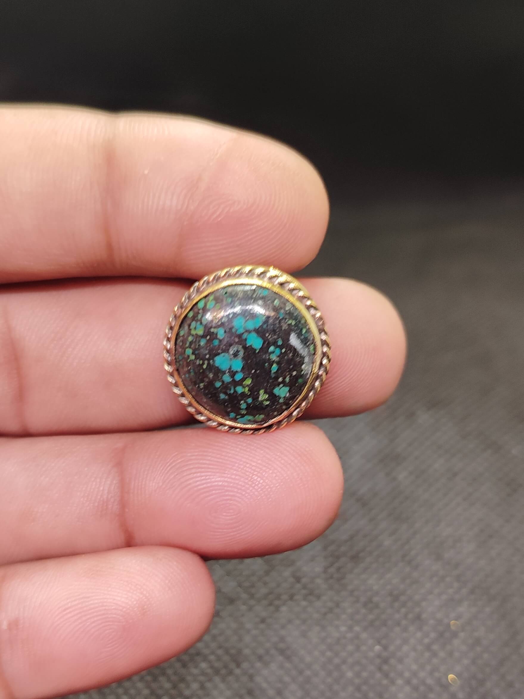 19mm Tibetan Turquoise Grooved Stone