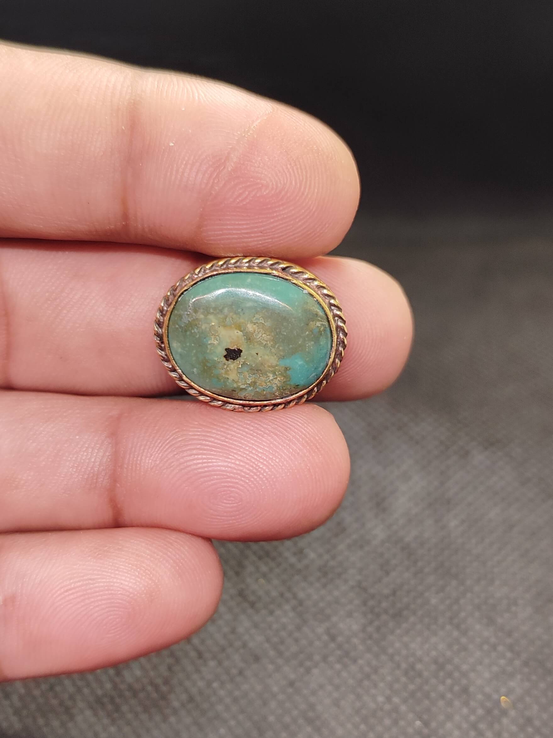 20mm Tibetan Turquoise Grooved Stone - Image 2