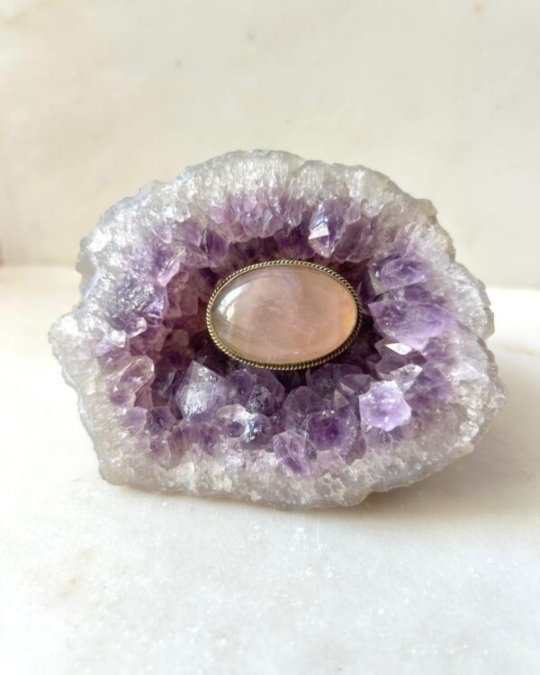 36mm Rose Quartz Grooved Stone