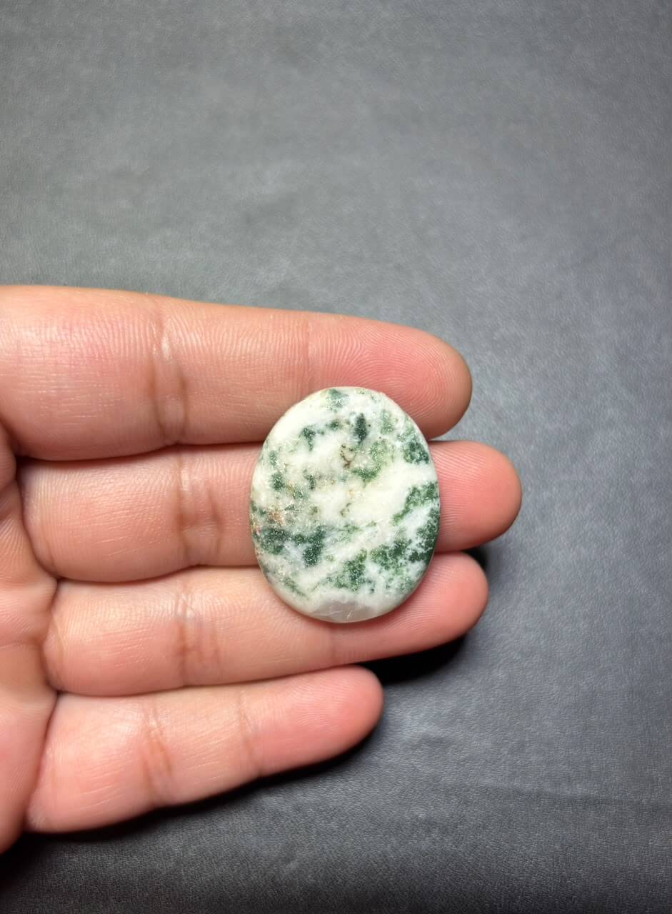 33mm Natural Tree Agate Cabochon – One of a Kind Stone