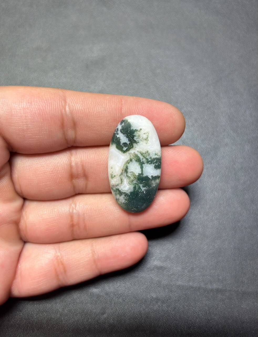 30mm Natural Tree Agate Cabochon – Unique Dendritic Gemstone