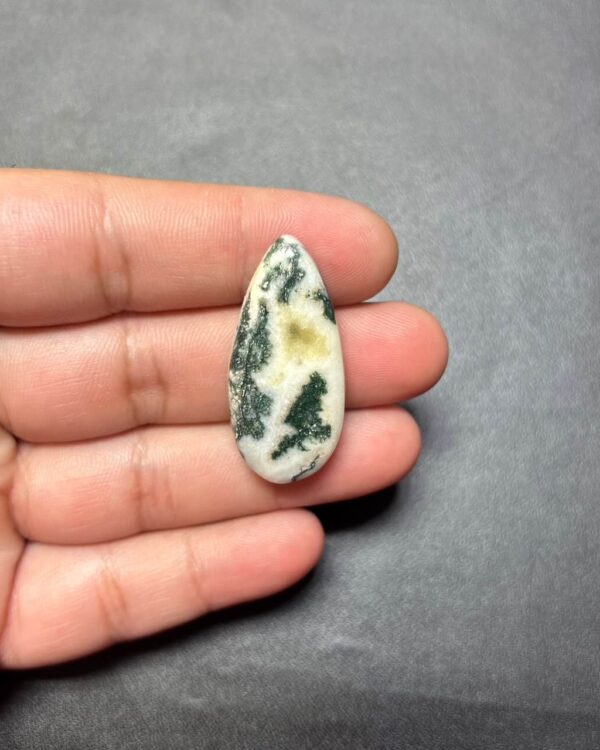 37mm Natural Tree Agate Cabochon – Unique Organic Pattern