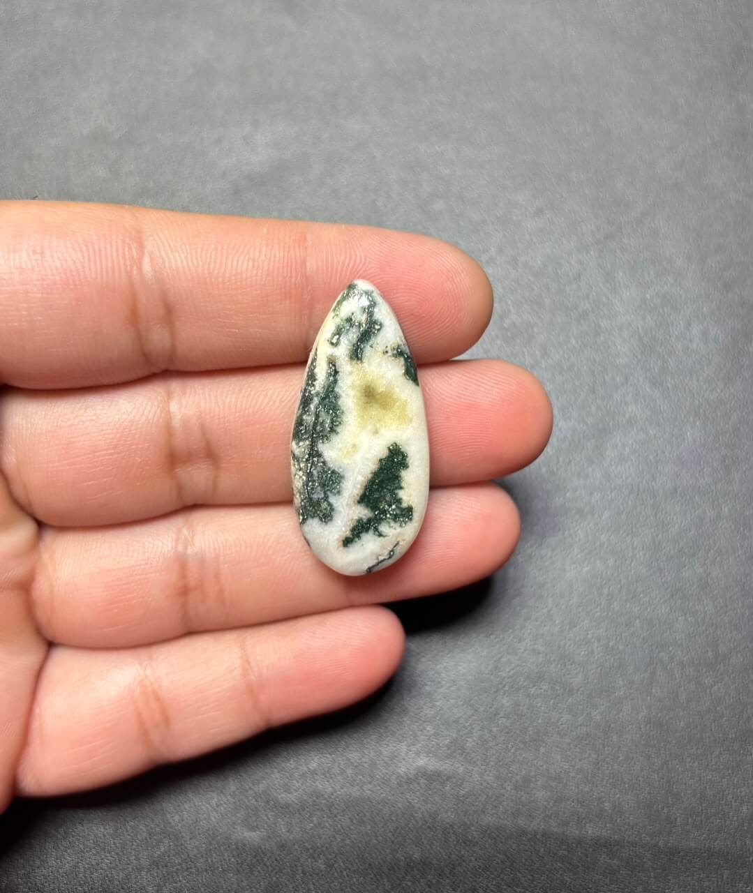 37mm Natural Tree Agate Cabochon – Unique Organic Pattern