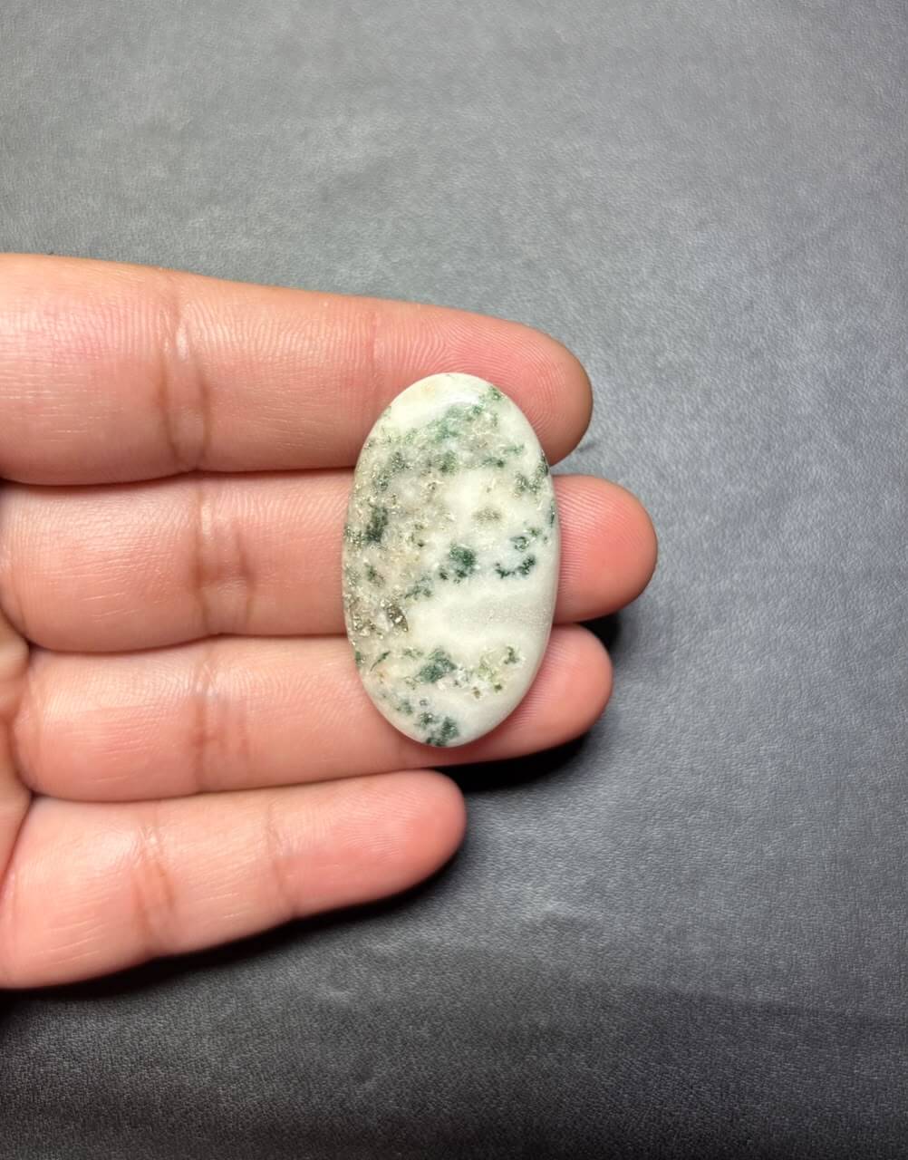 39mm Natural Tree Agate Cabochon – Exceptional Dendritic Gemstone