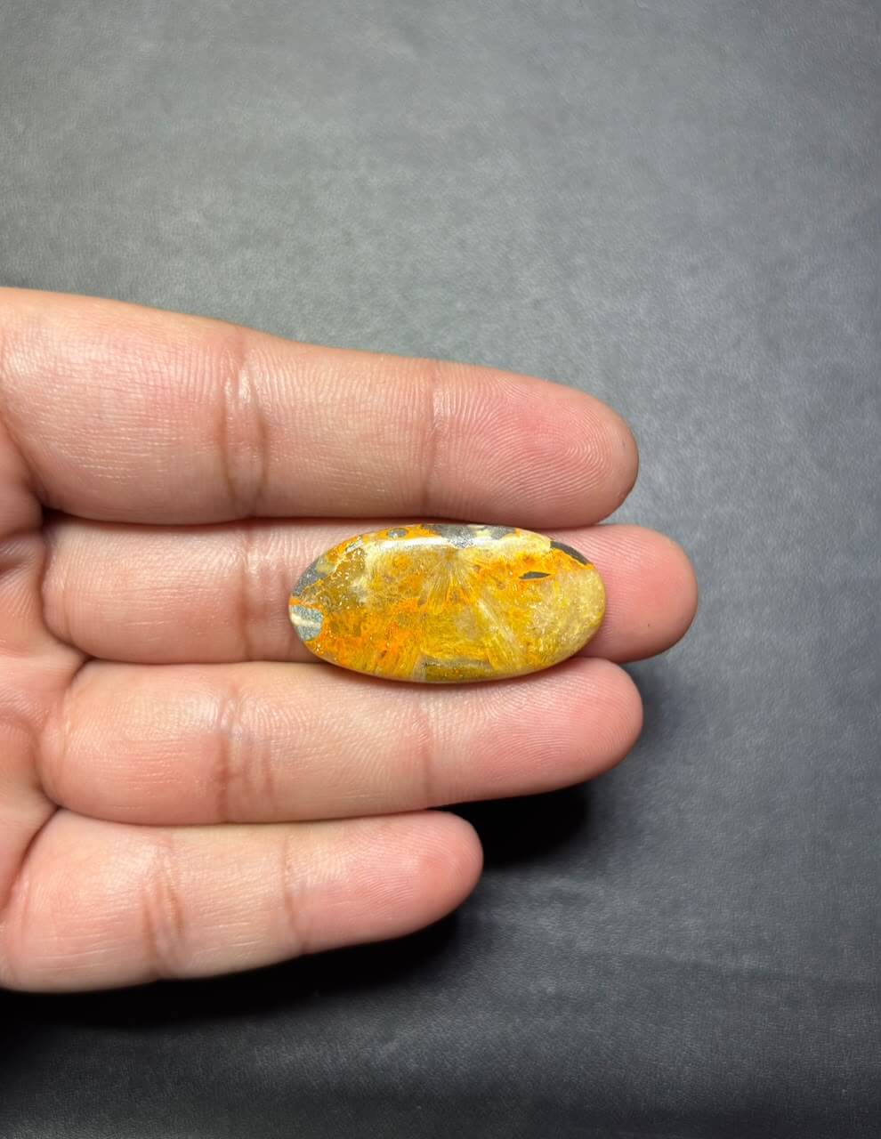 34mm Bumblebee Jasper Cabochon for Wire Wrapping - Image 2