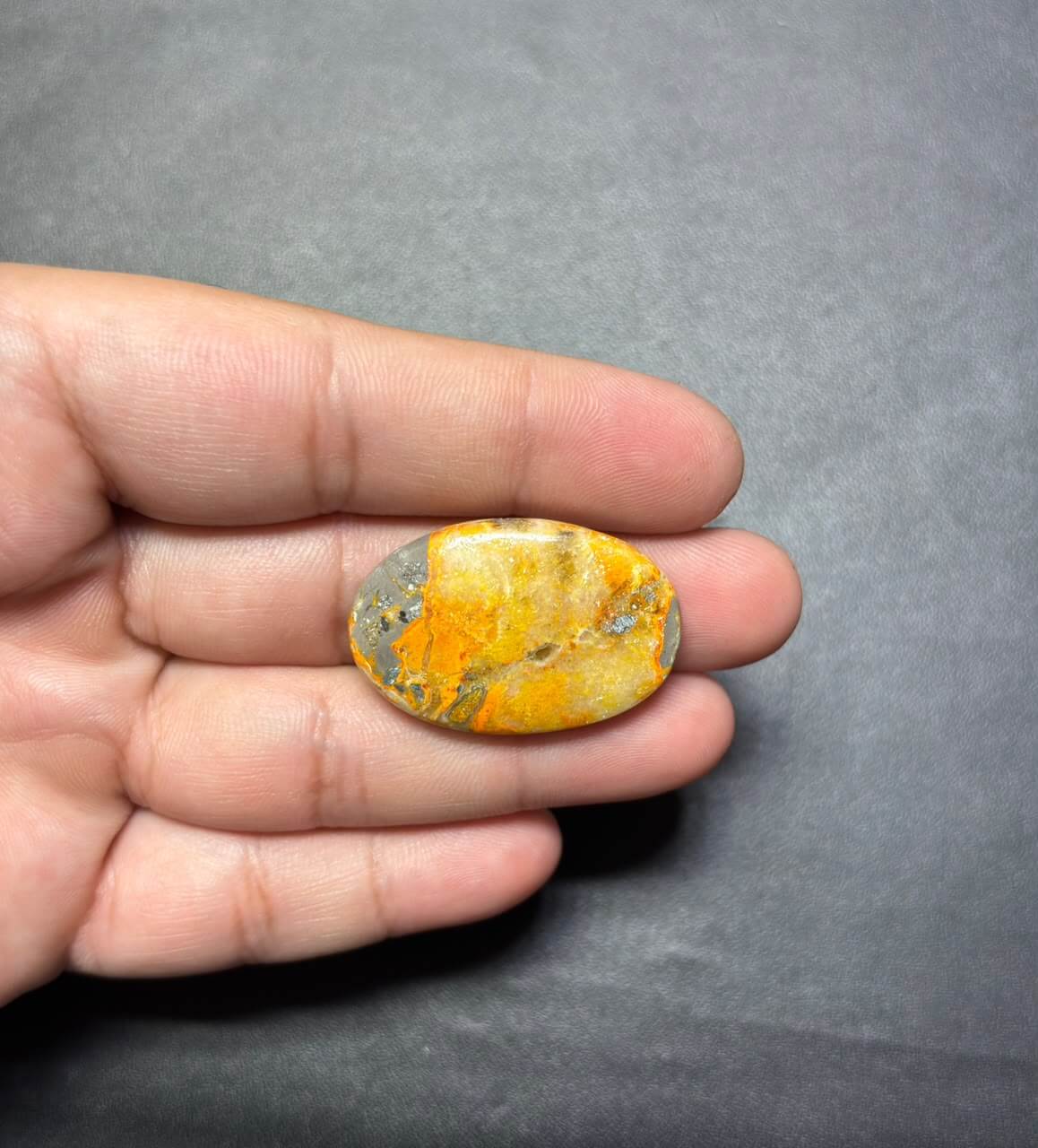 35mm Bumblebee Jasper Cabochon – Unique Natural Pattern - Image 2
