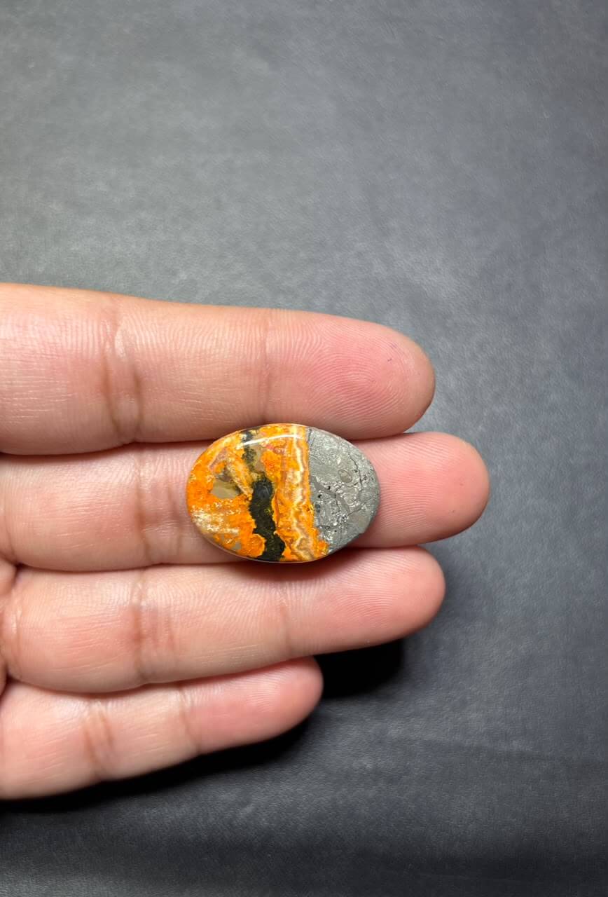 27mm Genuine Bumblebee Jasper Gemstone Cabochon - Image 2