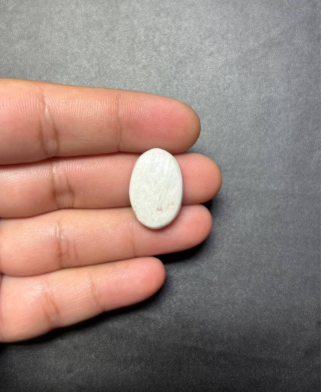 23mm White Scolecite Stone with Brass Groove