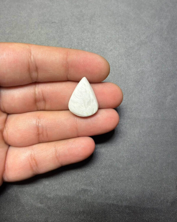 21mm White Scolecite Stone with Brass Setting Groove