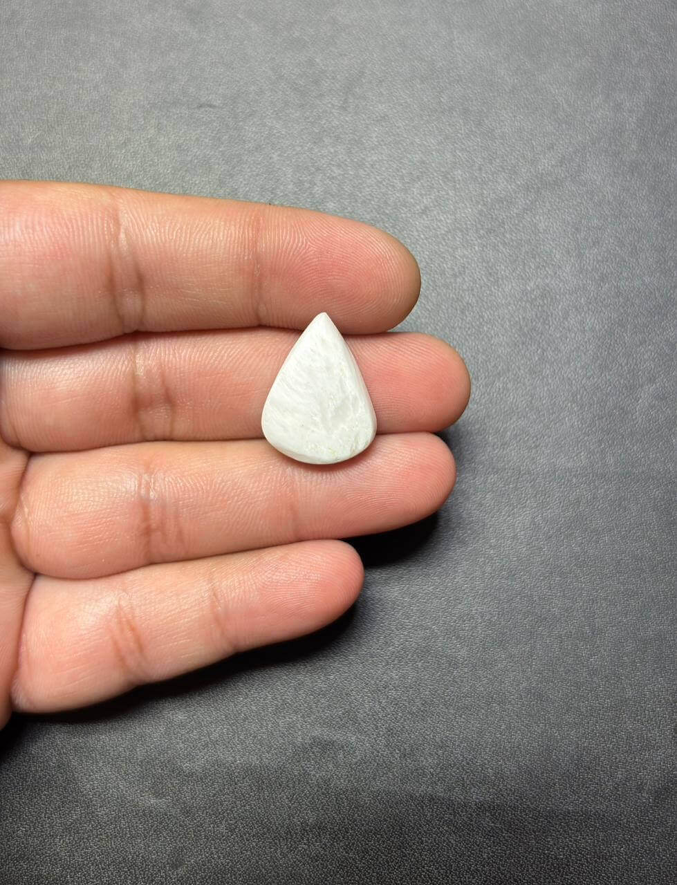 21mm White Scolecite Stone with Brass Setting Groove