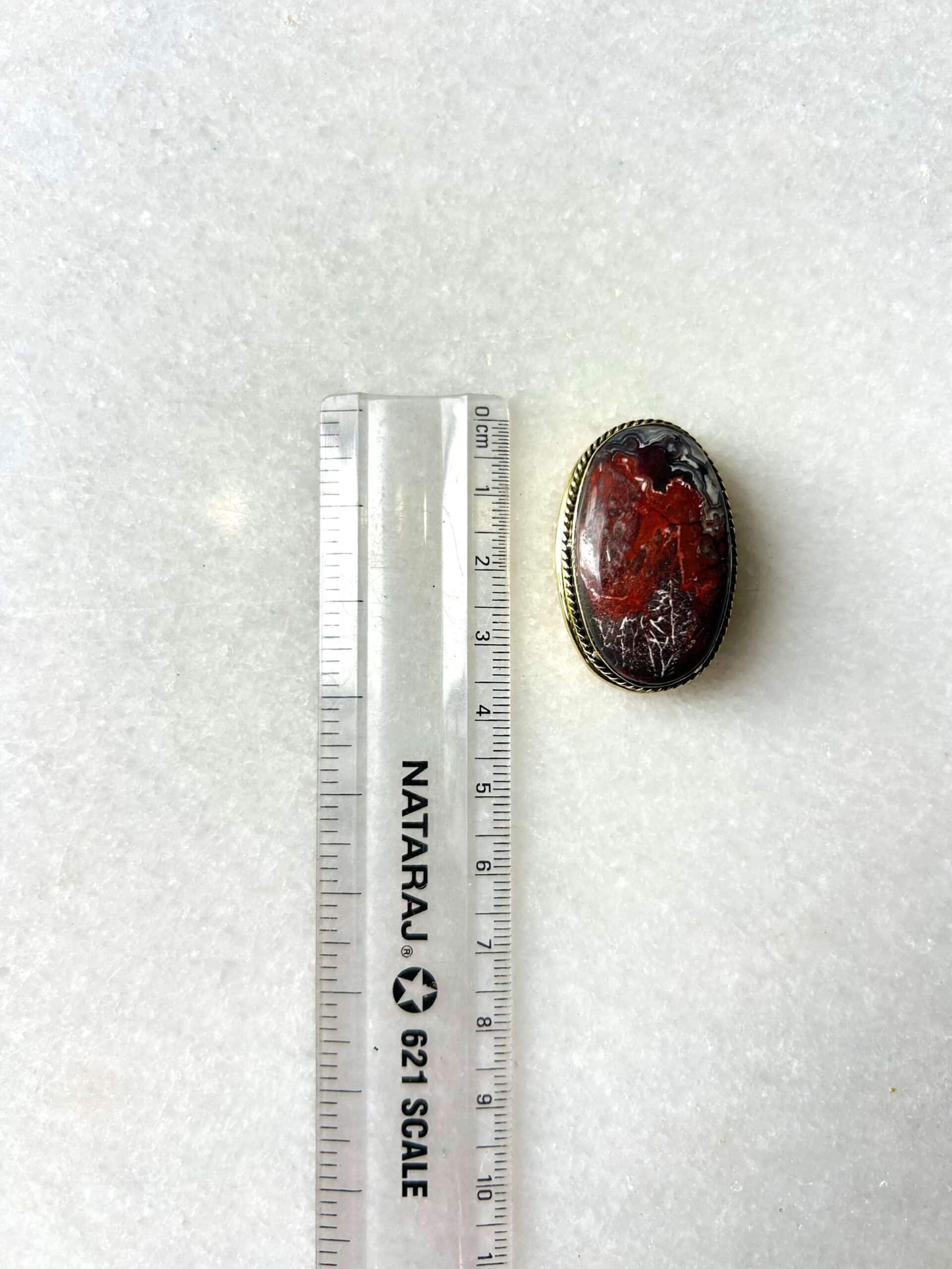 35mm Crazy Lace Agate Grooved Cabochon with Brass Groove - Image 3