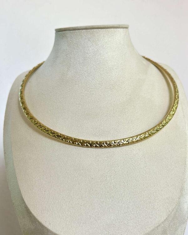 Engraved Leaf Embossed Brass Choker