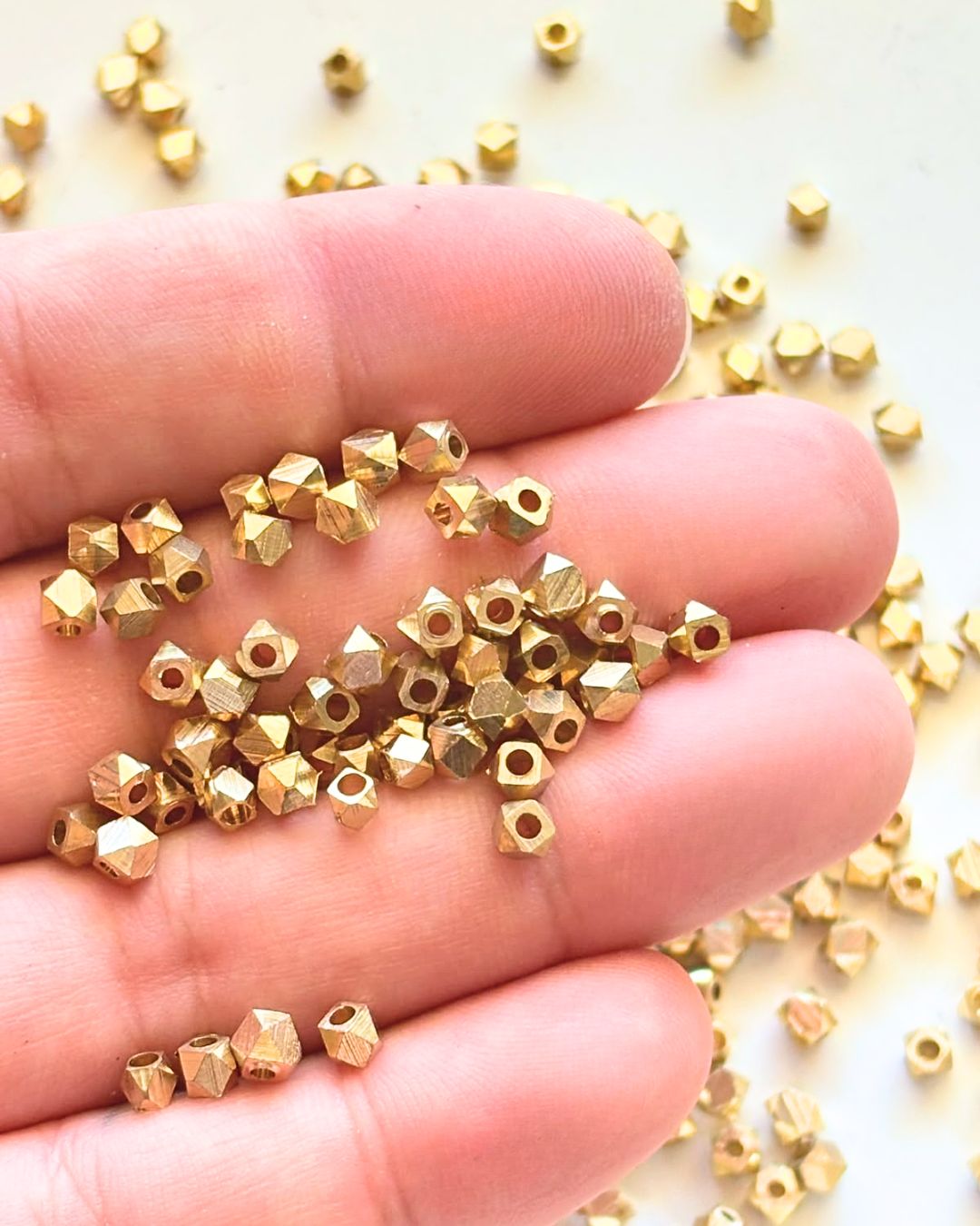 3.7mm Brass Diamond Cut Beads – 10g - Image 3