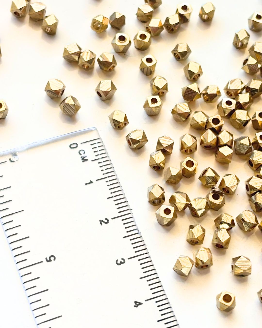 3.7mm Brass Diamond Cut Beads – 10g - Image 2