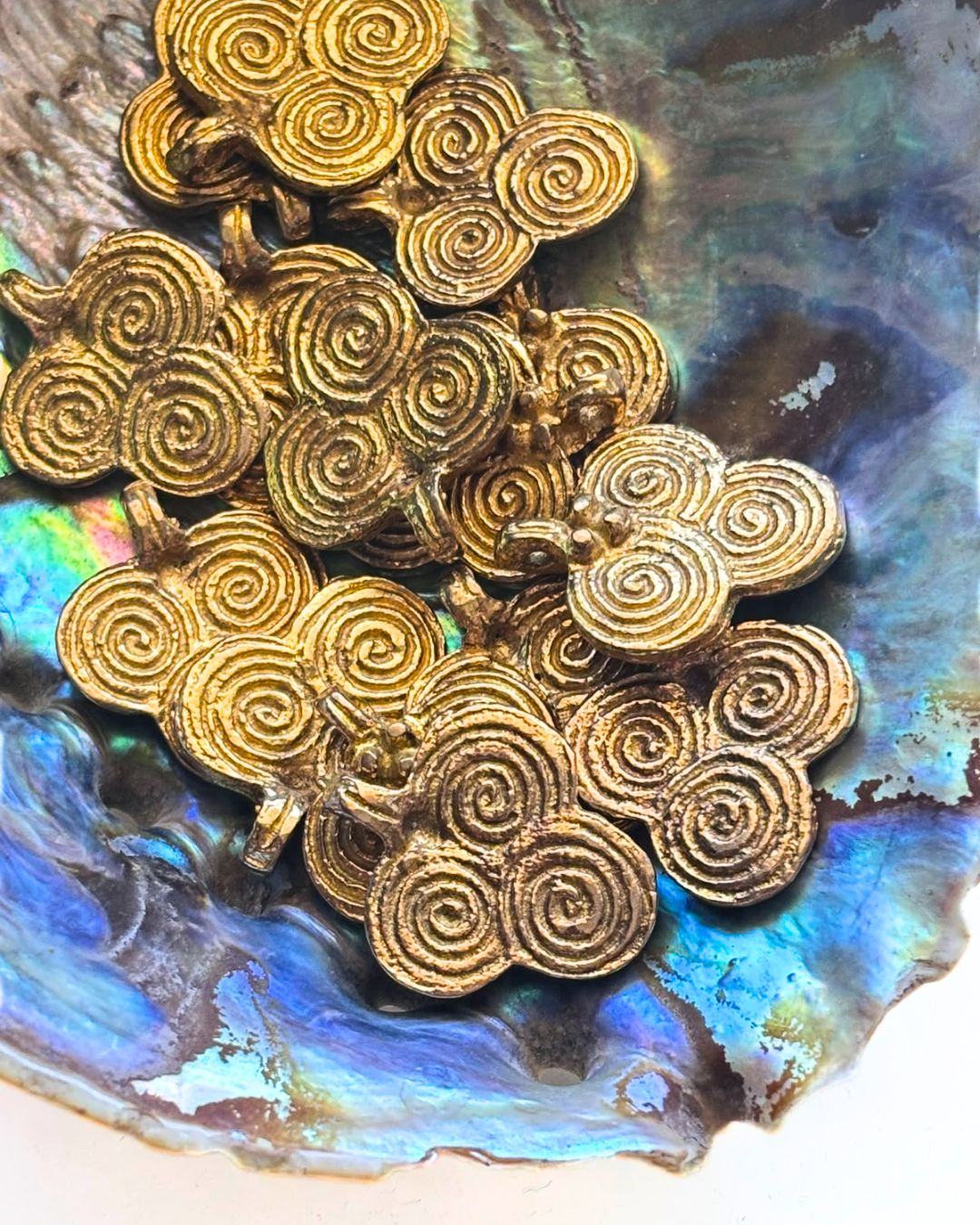 Triple Spiral Brass Charm – Single Piece - Image 2