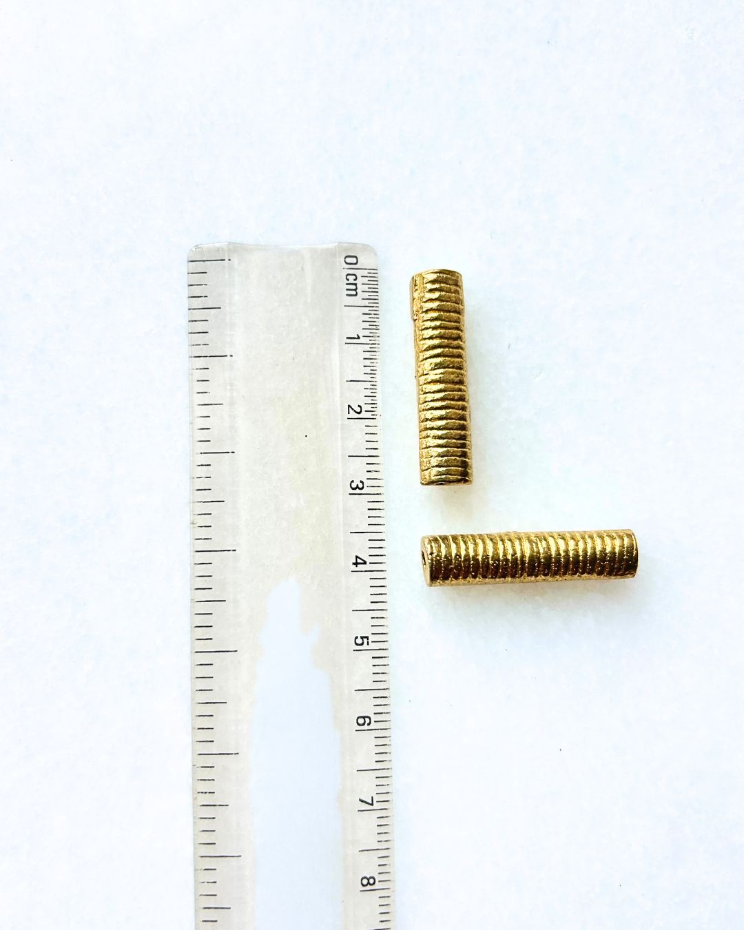 Ribbed Tube Brass Charms – Single Piece - Image 3