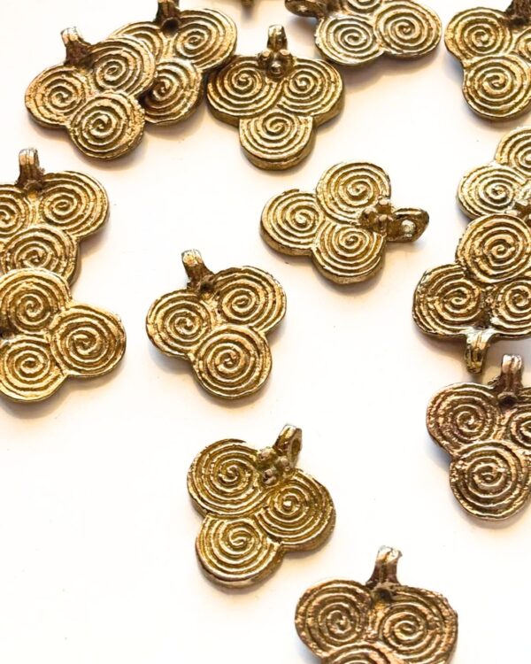 Triple Spiral Brass Charm – Single Piece