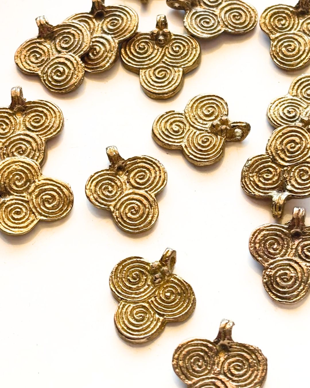 Triple Spiral Brass Charm – Single Piece