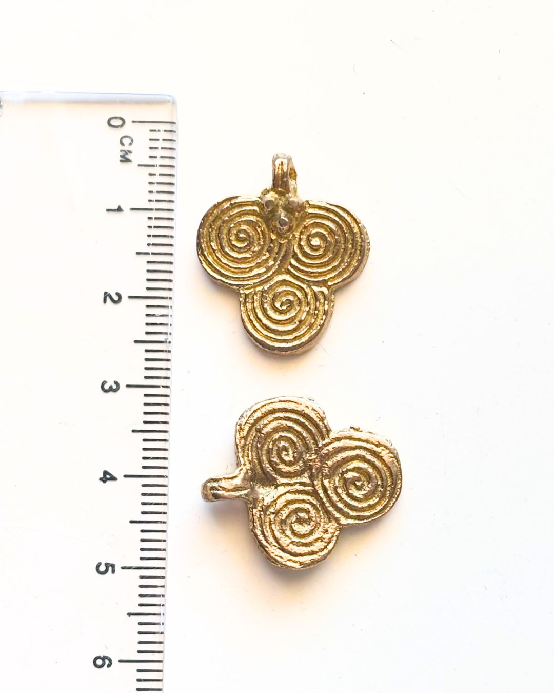 Triple Spiral Brass Charm – Single Piece - Image 4