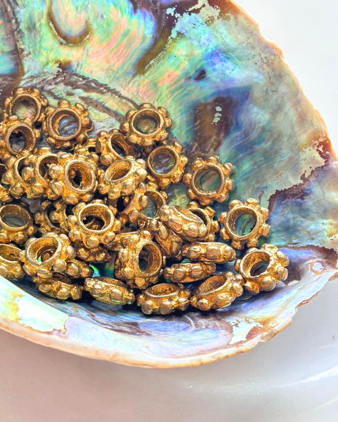 Large Hole Flower Brass Beads – Pack of 5 Pieces - Image 2