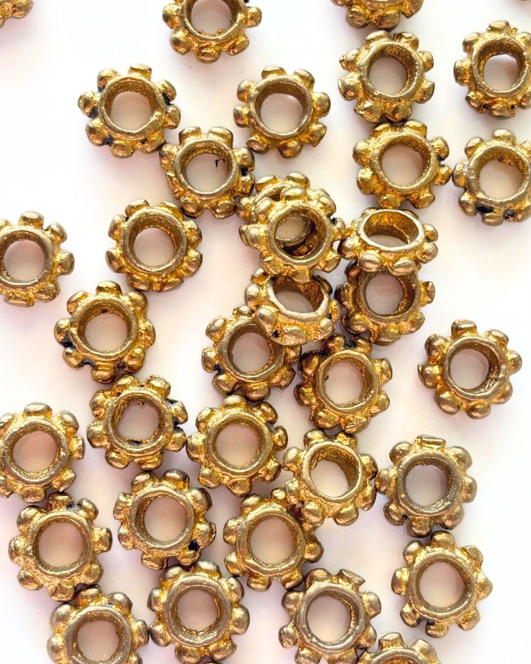 Large Hole Flower Brass Beads – Pack of 5 Pieces