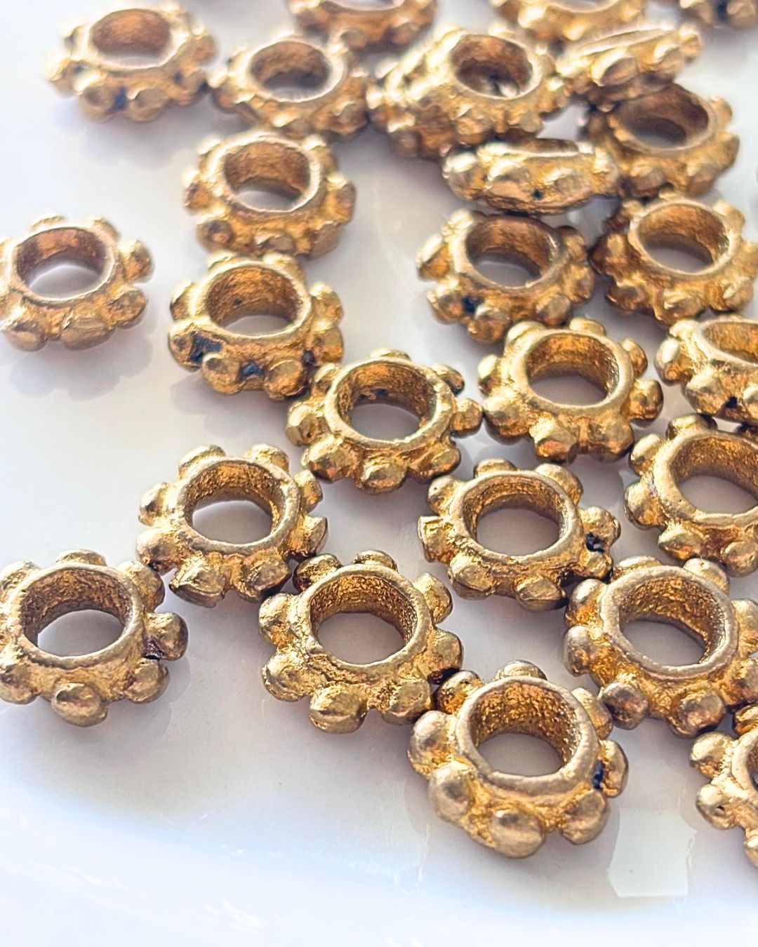 Large Hole Flower Brass Beads – Pack of 5 Pieces - Image 3