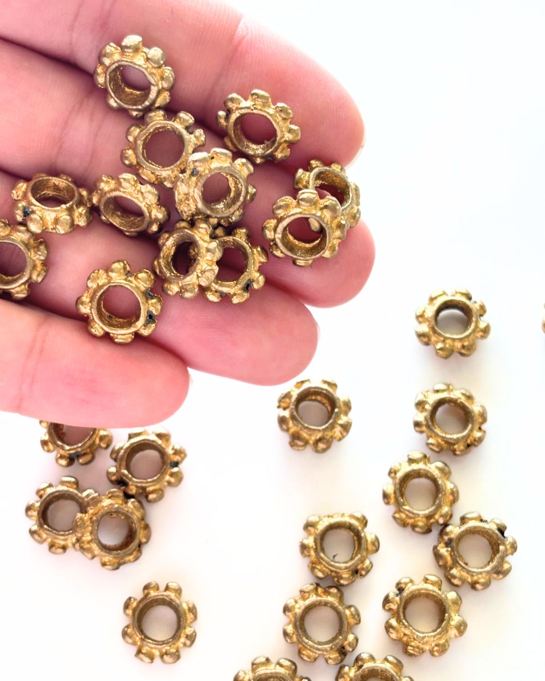 Large Hole Flower Brass Beads – Pack of 5 Pieces - Image 4