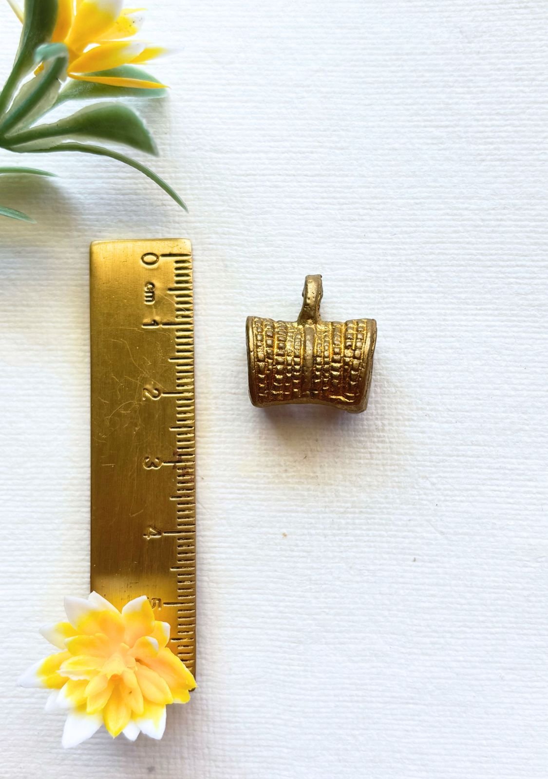 Textured Drum Brass Pendant – Single Piece - Image 4