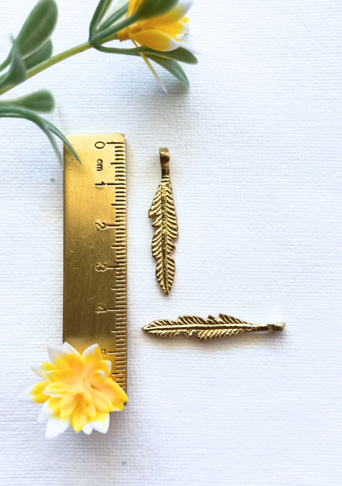 Feather Brass Charms – Pack of 5 Pieces - Image 4
