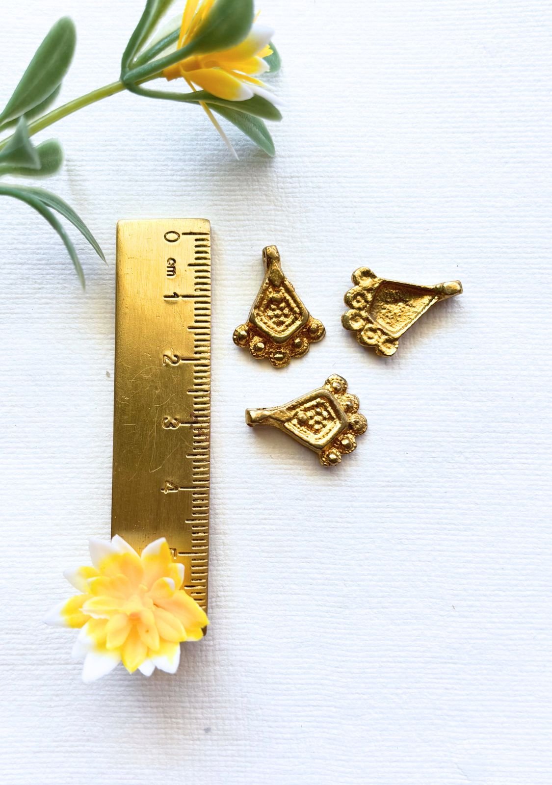 Diamond Dotted Brass Charms – Pack of 5 Pieces - Image 2