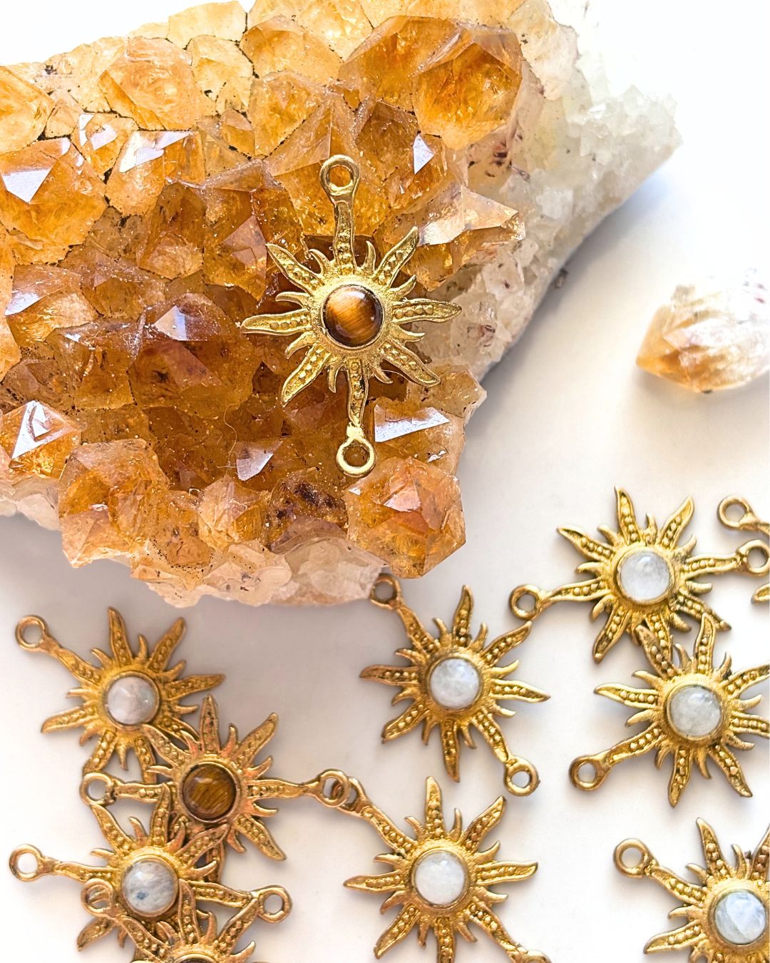 Sun Mandala Brass Connector with Stone – Assorted - Image 2