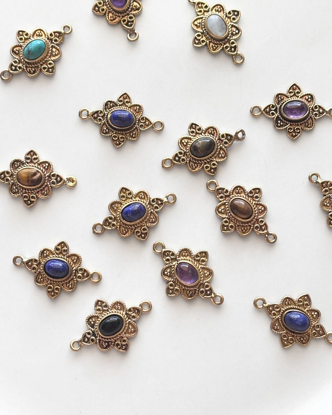 Floral Brass Connector with Stone – Assorted - Image 2