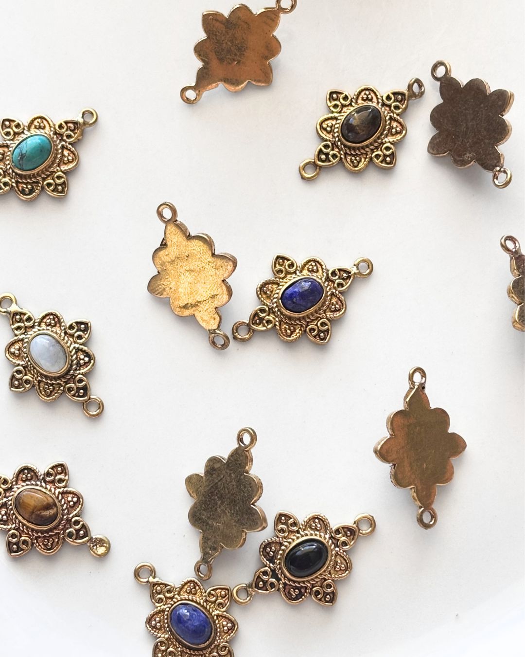 Floral Brass Connector with Stone – Assorted - Image 5
