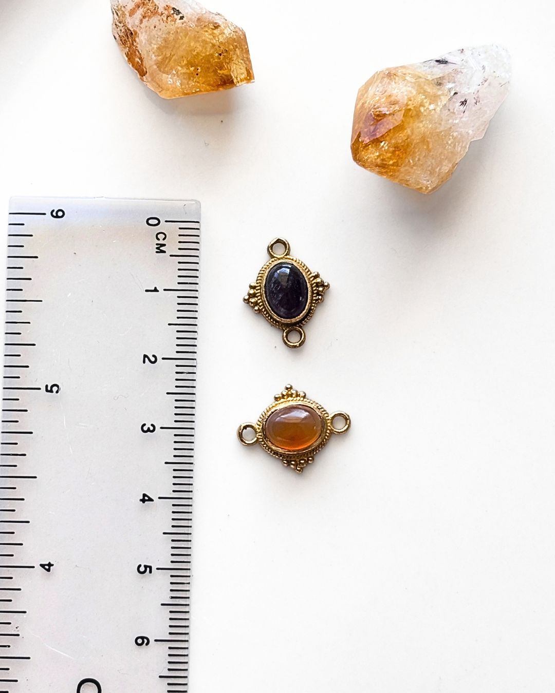 Small Oval Brass Connector with Stone – Assorted - Image 5
