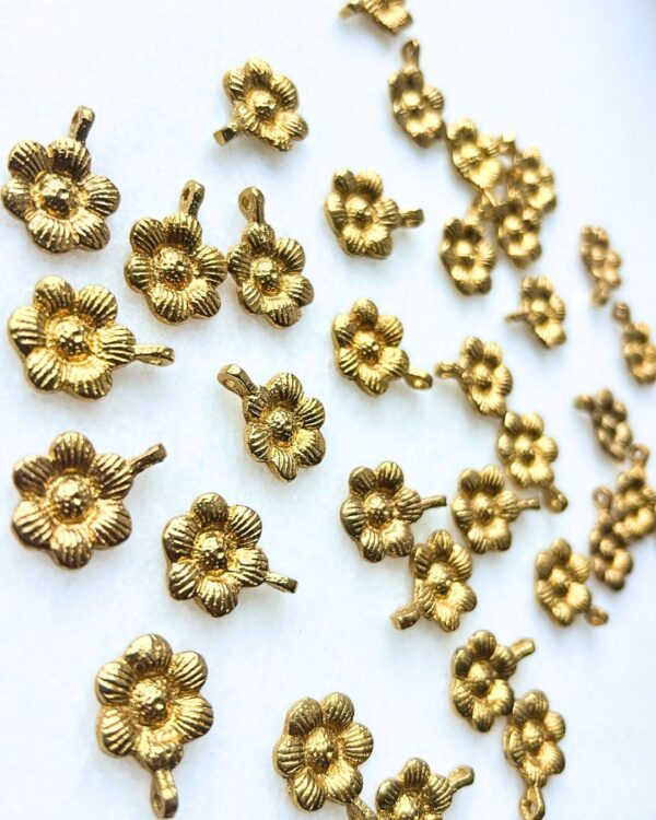 Five Petal Flower Brass Charms – Pack of 5 Pieces