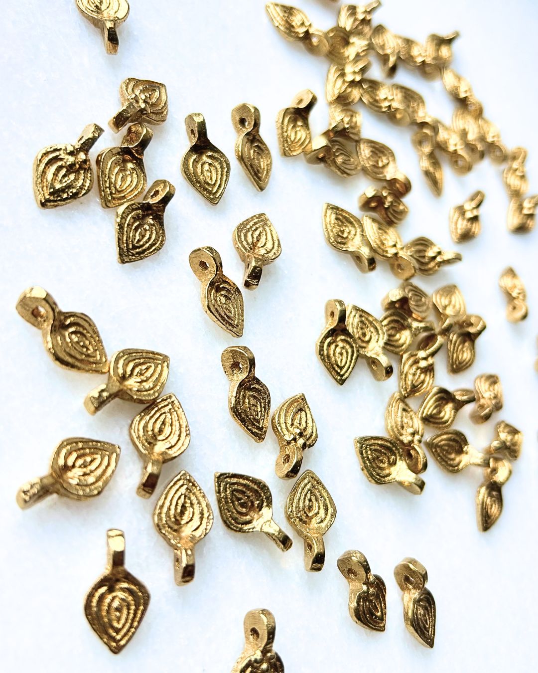 Layered Leaf Brass Charms – Pack of 10 Pieces