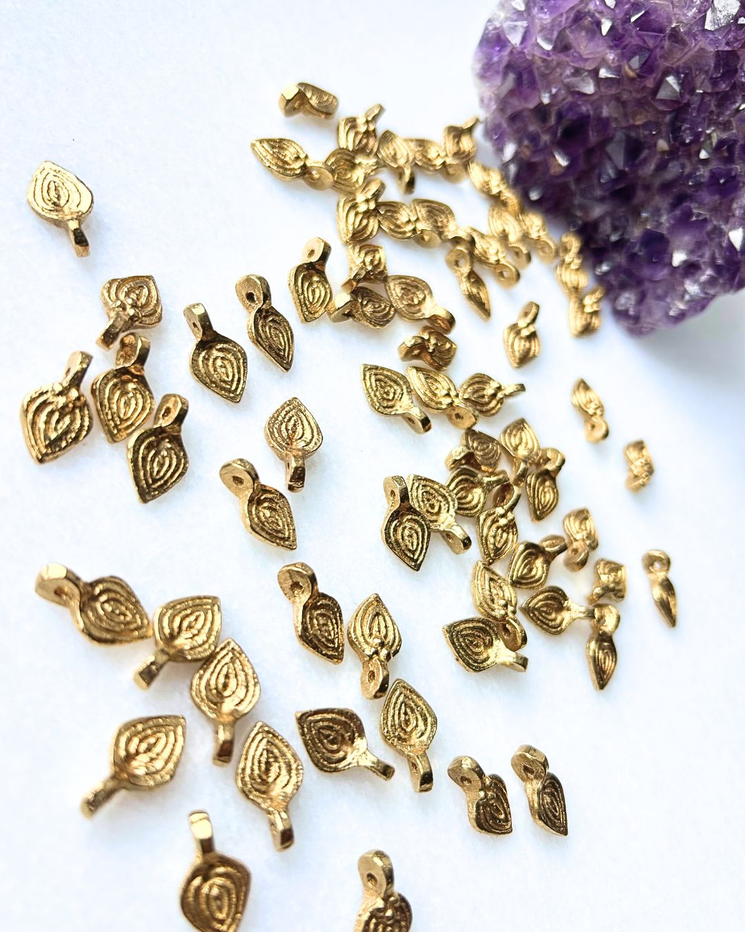 Layered Leaf Brass Charms – Pack of 10 Pieces - Image 2