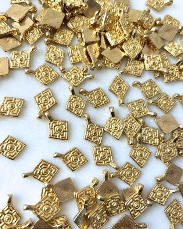 Decorative Square Brass Charms – Pack of 5 Pieces