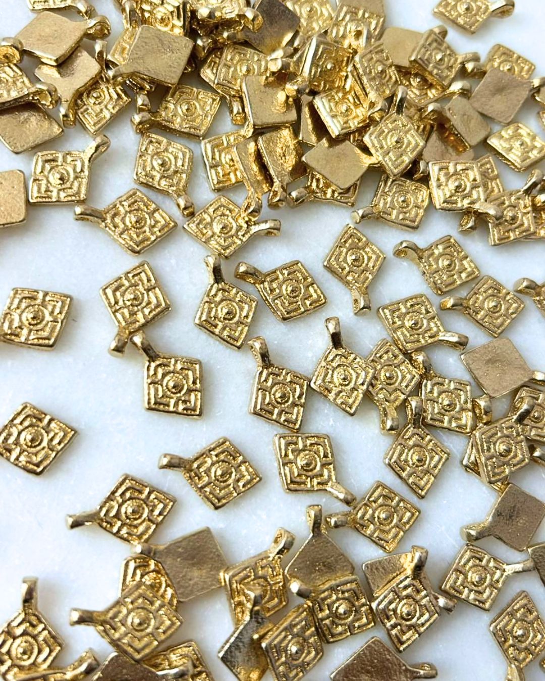Decorative Square Brass Charms – Pack of 5 Pieces