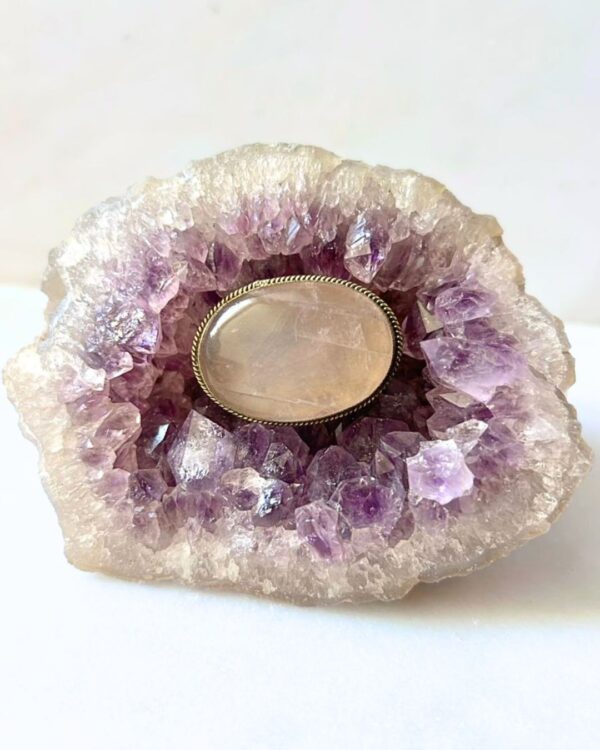 40mm Rose Quartz Grooved Stone