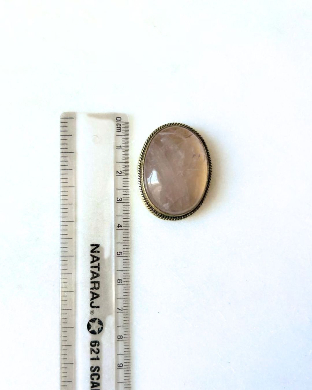 37mm Rose Quartz Grooved Stone - Image 2